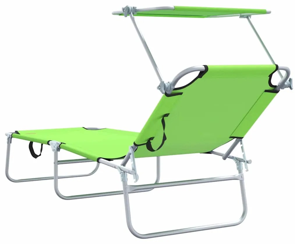 Espreguiçadeiras Dobráveis 2 pcs com Teto Verde Tecido Oxford 600D