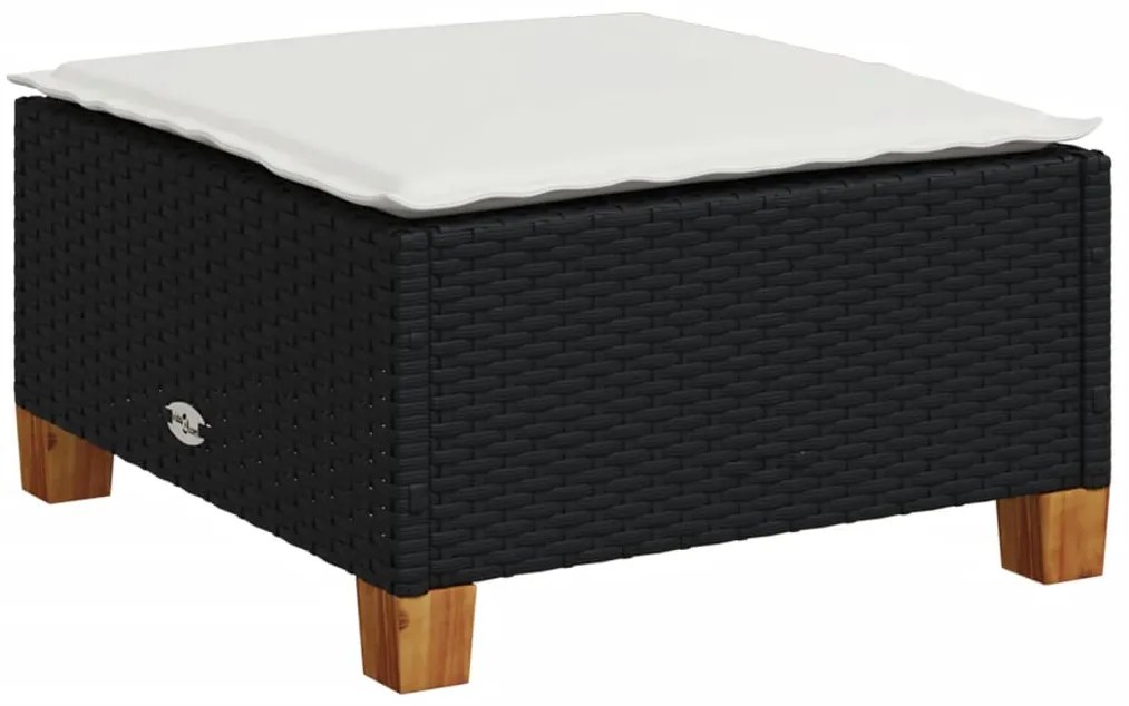 6 pcs conjunto sofás de jardim c/ almofadões vime PE preto