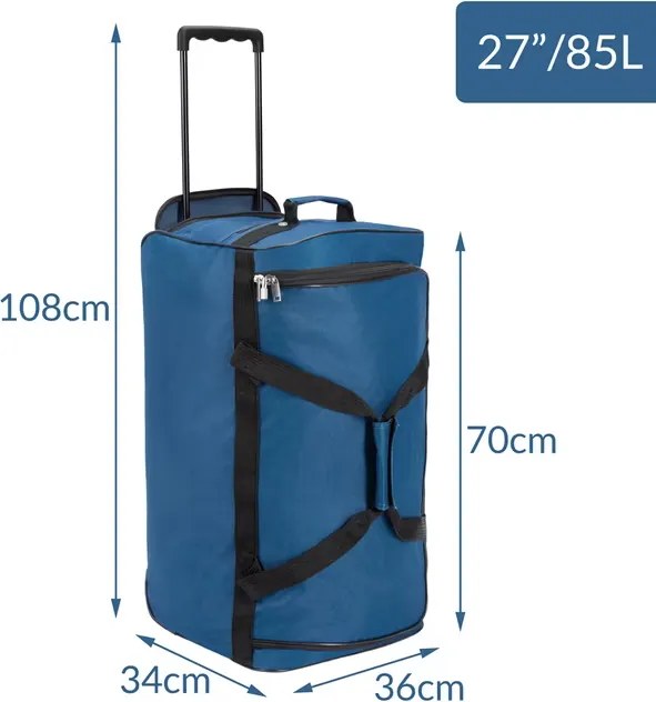 Saco de viagem com rodas 85L 70 x 36 x 34 cm azul