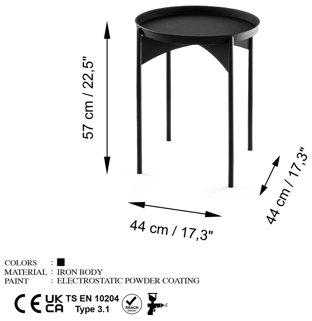 Mesa de Centro Shb-002-A – Preto – 44x57x44 cm | Tribo Home