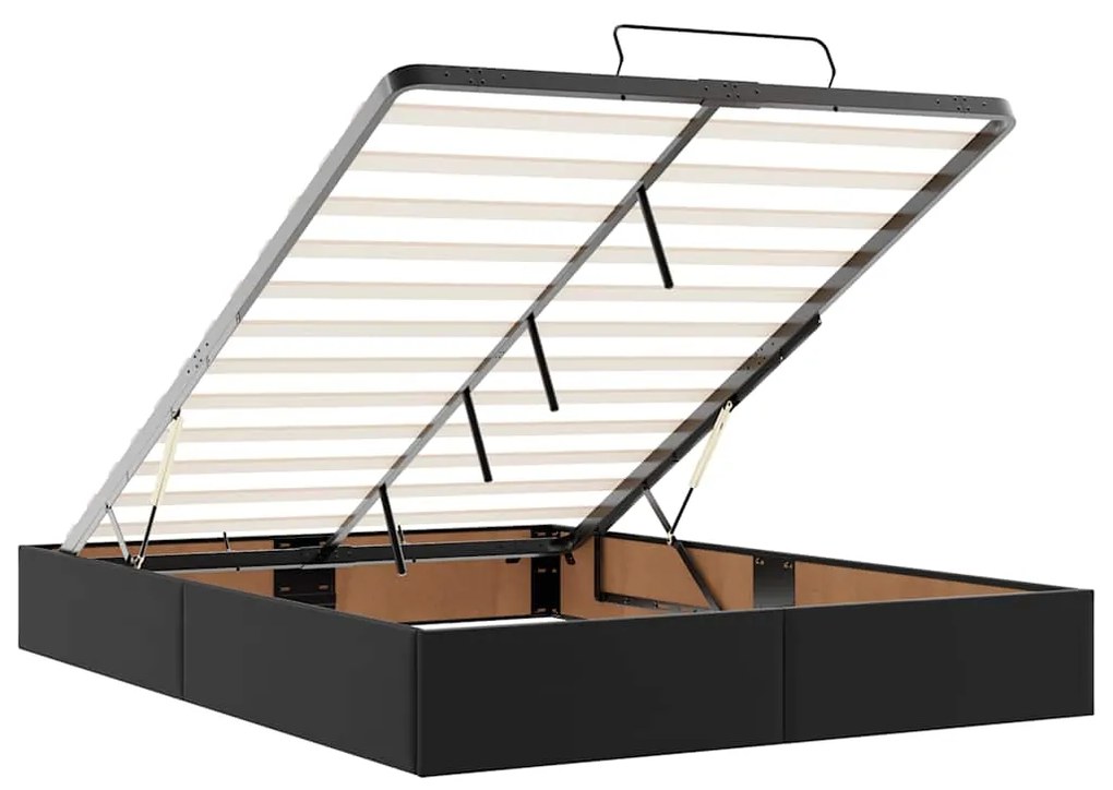 Estrutura de cama otomana com colchão 140x190 cm preta