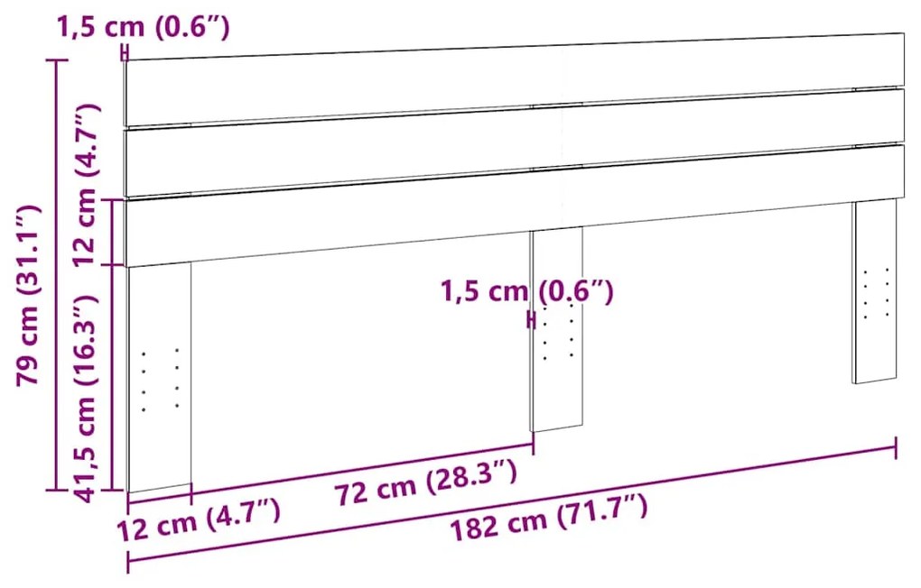 Cabeceira 180 cm Madeira maciça de carvalho