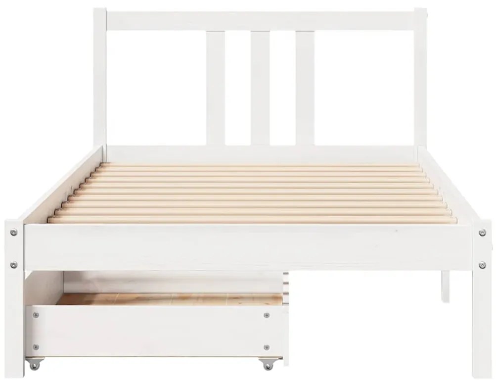 Cama sem colchão 90x200 cm madeira de pinho maciça branco