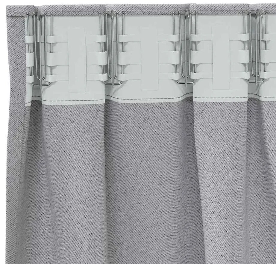 Cortinas 2 pcs Cinzento-claro 260 x 140 cm Poliéster