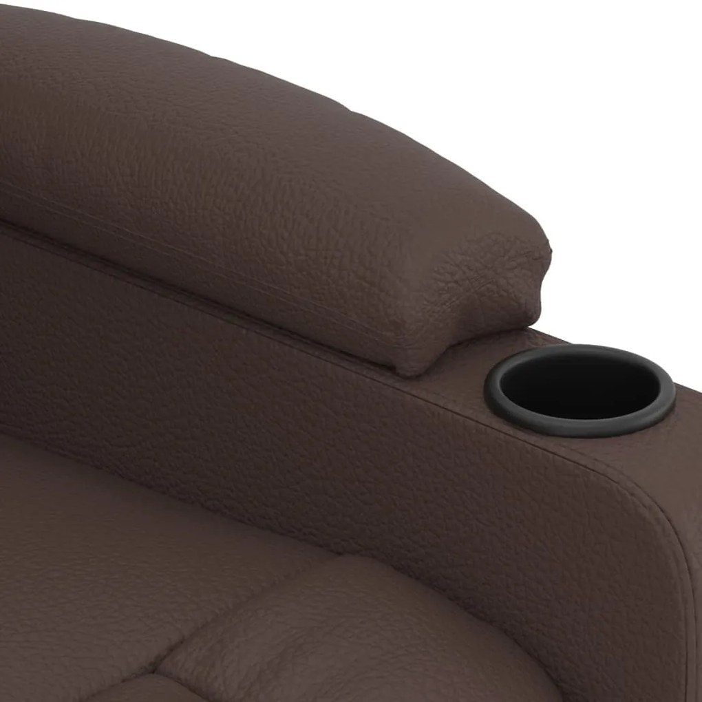 Poltrona reclinável elétrica couro artificial castanho