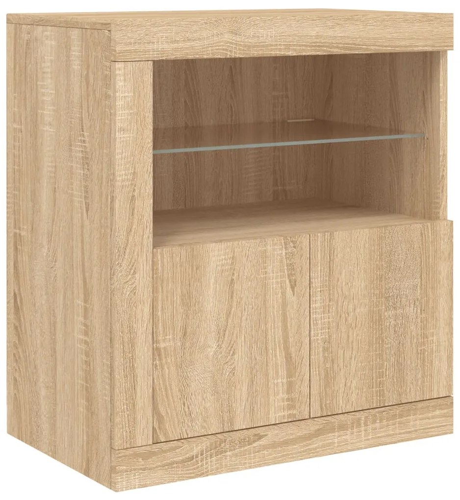 Aparador com luzes LED 181,5x37x67 cm carvalho sonoma
