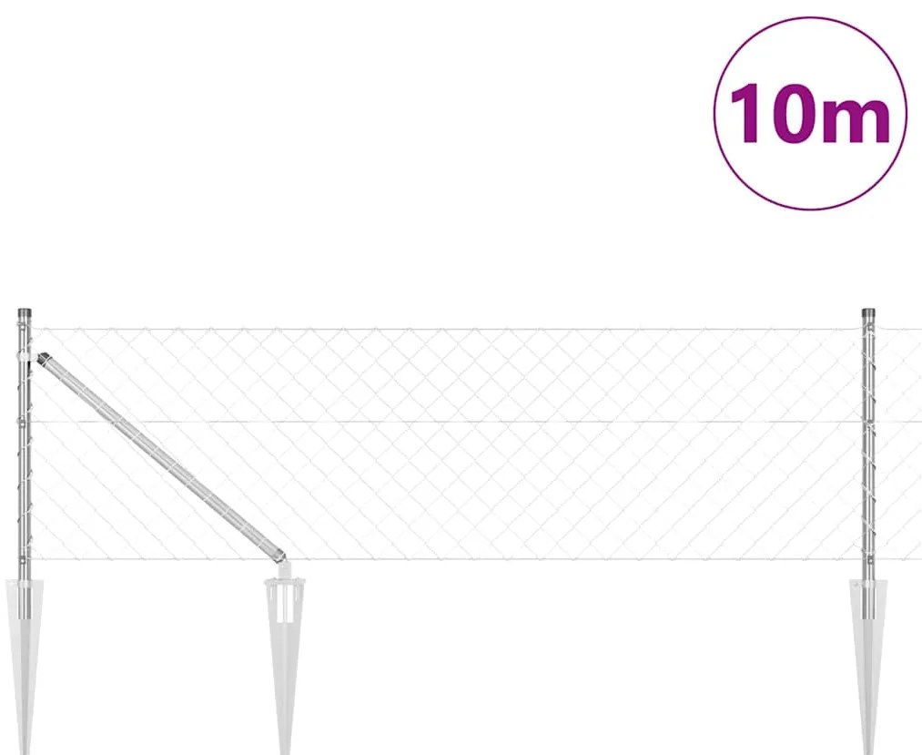 Conjunto de Postes de Cerca Prateado 10 x 0.8 m Aço galvanizado