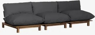 Sofá Reclinável Modular Brina De 3 Peças Em Madeira De Acácia Cinza Grafito - Sklum
