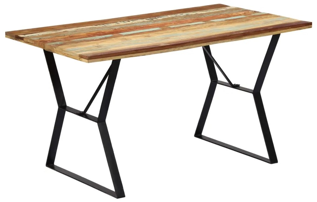 Mesa de jantar 140x80x76 cm madeira recuperada maciça