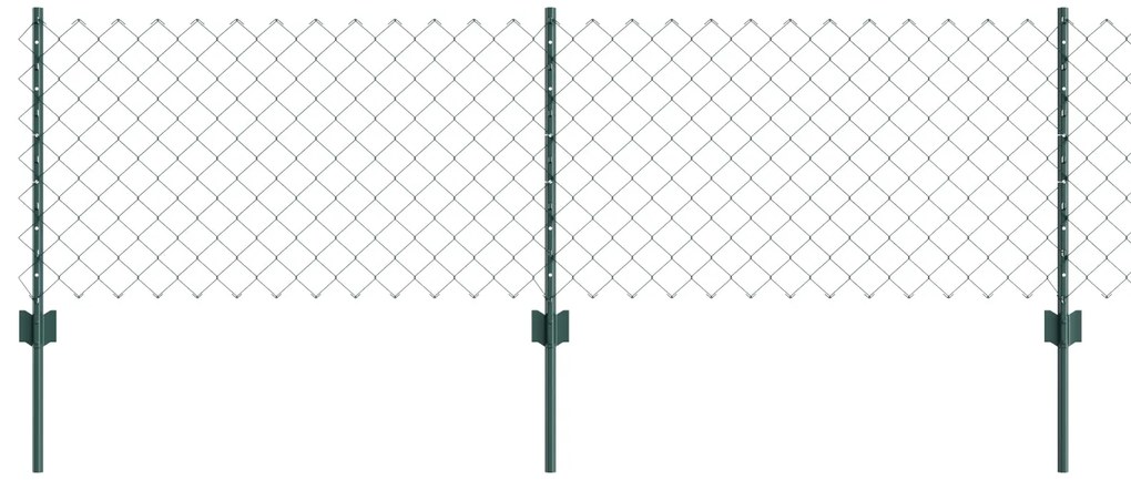Cerca de Cadeia com 22 Postes U Verde 0,6x25 m Aço