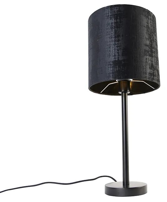 Candeeiro de Mesa Moderno Preto com Abajur Preto 25 cm - Simplo Moderno
