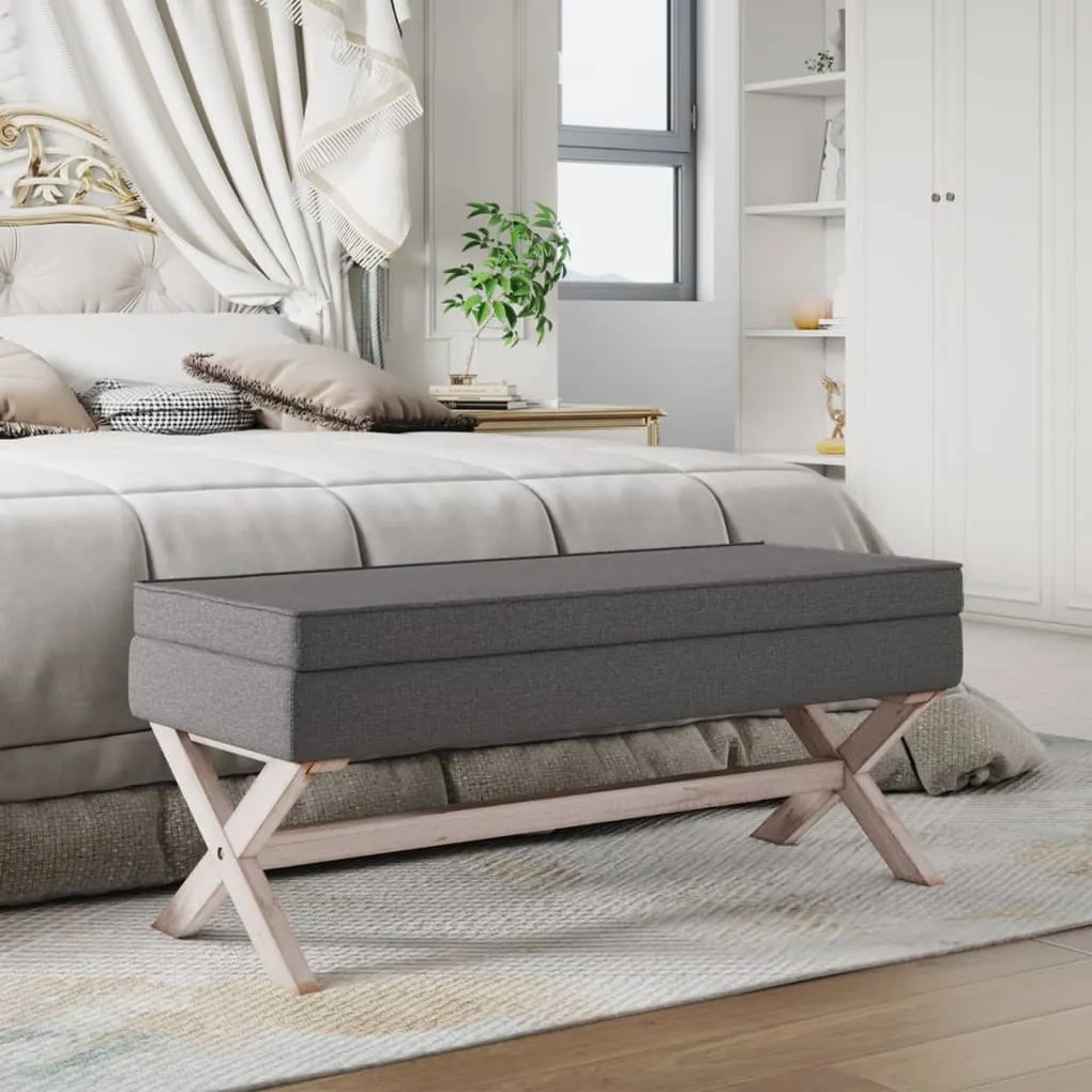 344523 vidaXL Banco de arrumação 110x45x49 cm tecido cinzento-escuro