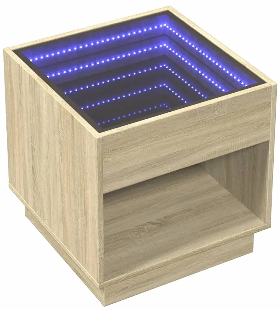 Mesa de cabeceira c/ LED Infinity 50x50x50 cm carvalho sonoma