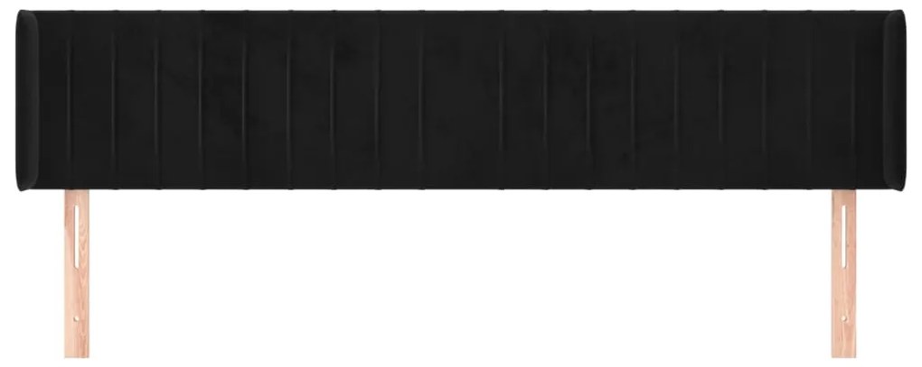 Cabeceira de cama c/ abas veludo 163x16x78/88 cm preto