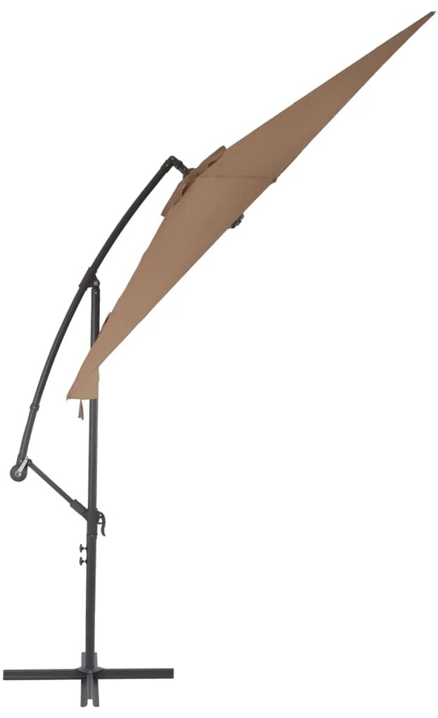 Guarda-sol cantilever c/ poste alumínio 300cm cinza-acastanhado