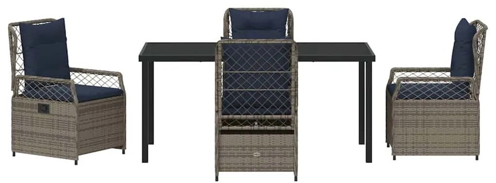 Conjunto de Jantar de Jardim de 5 Peças em Rattan Poly Cinza