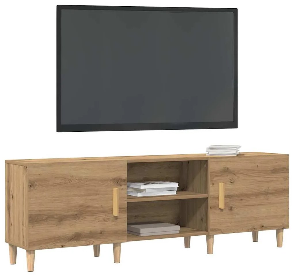 Aparador de TV vidaXL em Carvalho Artisan - 150x30x50 cm - Feito de Ma