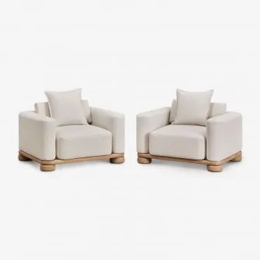 Pack De 2 Cadeirões De Jardim Em Madeira De Acácia Ioanis Marrom Acácia Claro - Sklum