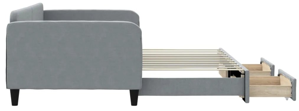 Sofá-cama c/ gavetão e gavetas 100x200 cm tecido cinzento-claro