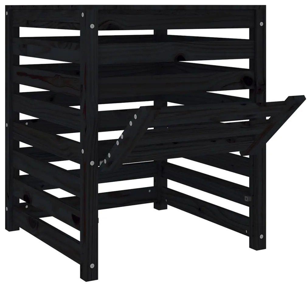 Caixote de compostagem 63,5x63,5x77,5 cm pinho maciço preto