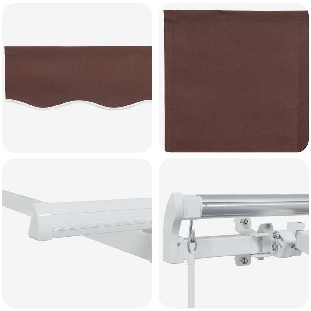 Toldo Retrátil Marrom e Branco 400x200 cm 400 x 200 cm 4x2 m