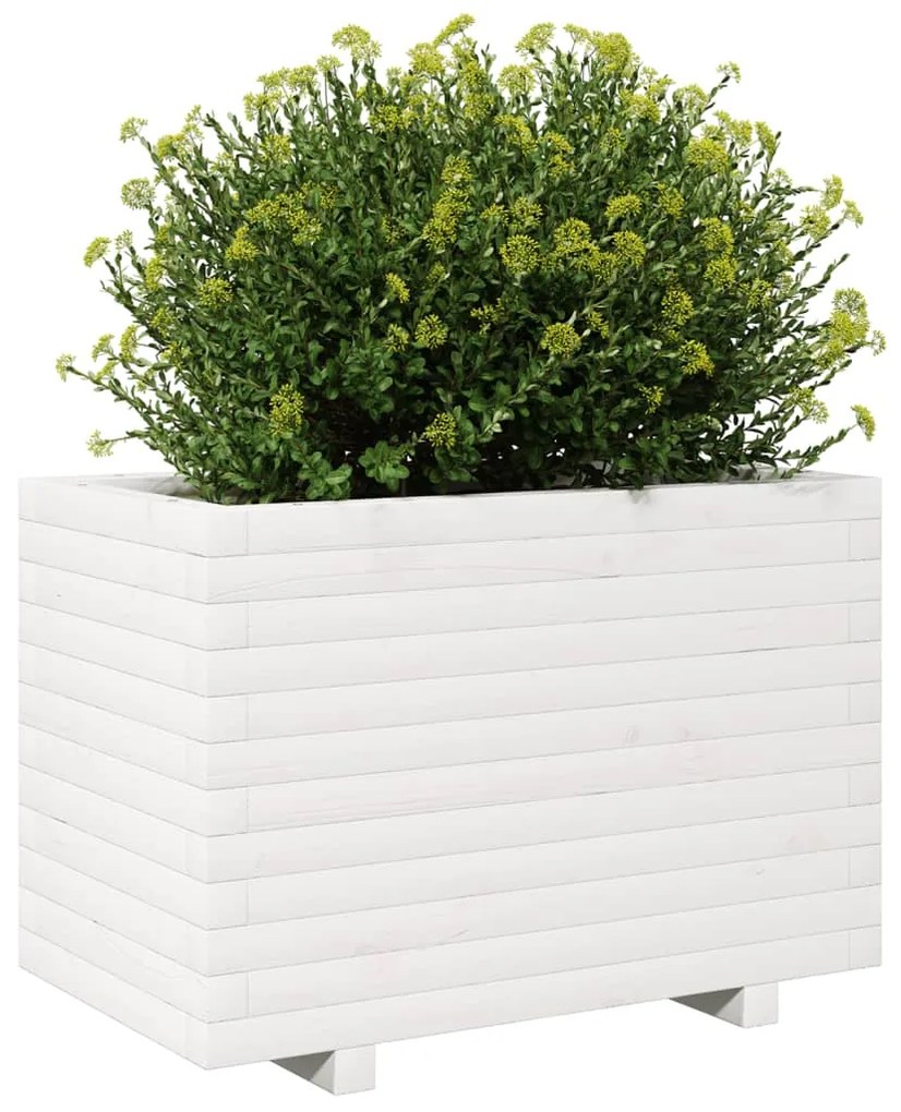 Vaso/floreira de jardim 70x40x49,5 cm pinho maciço branco