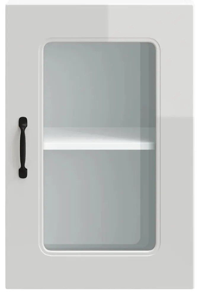 Armário parede de cozinha porta vidro Kalmar branco alto brilho