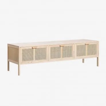Móvel Tv 135x45 Cm Em Rattan E Madeira Reyna Madeira Natural - Sklum