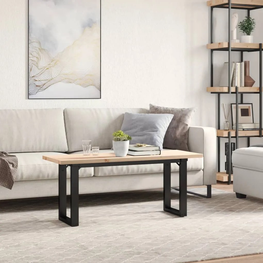 Mesa de centro estrutura em O 110x40x45,5cm pinho/aço