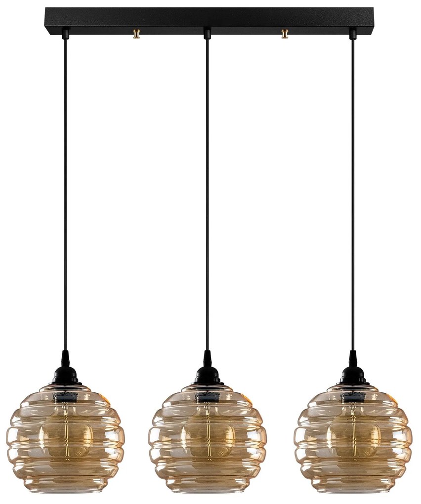 Candeeiro Suspenso Gold – Dourado/Preto – 70 x 20 cm