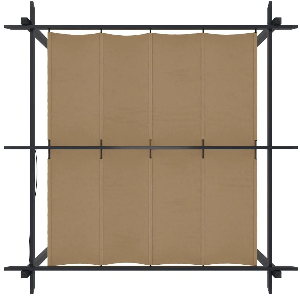 Gazebo de jardim com telhado retrátil 3x3 m cinza-acastanhado