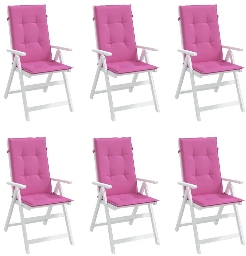 Almofadões cadeira de encosto alto 6 pcs tecido rosa