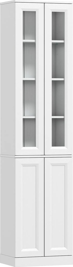 HOMCOM Móvel de Casa de Banho 6 níveis, Móvel de Arrumação com 4 Portas com Fecho Suave e Prateleiras Ajustáveis, Branco | Aosom Portugal