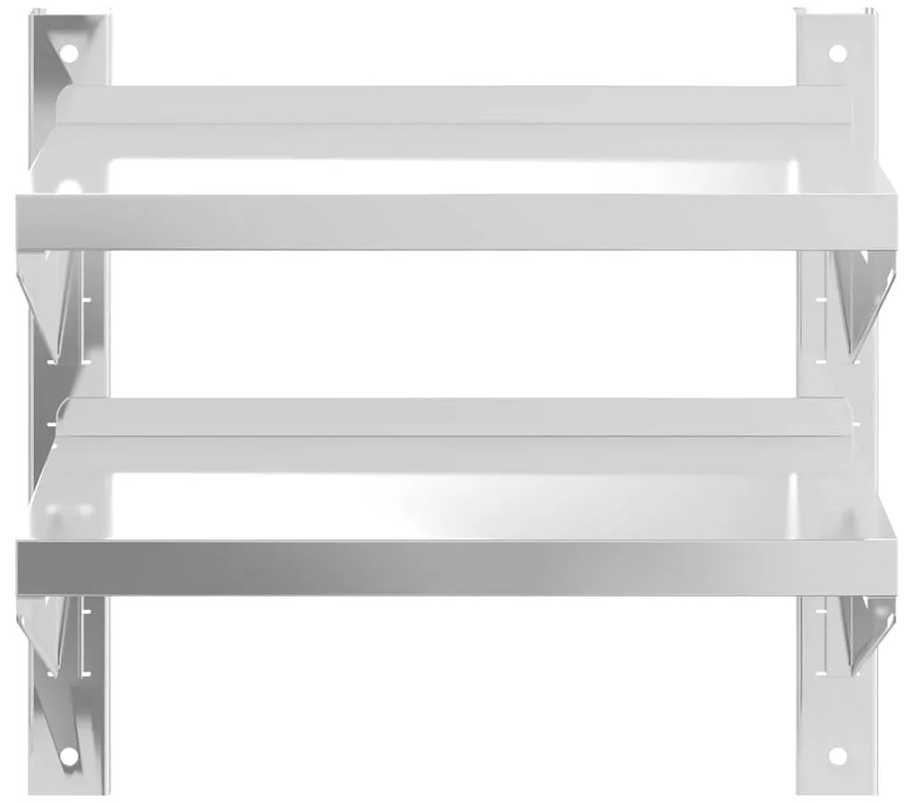 Estante parede 2 prateleiras 50x23,5x48 cm aço inoxidável prata