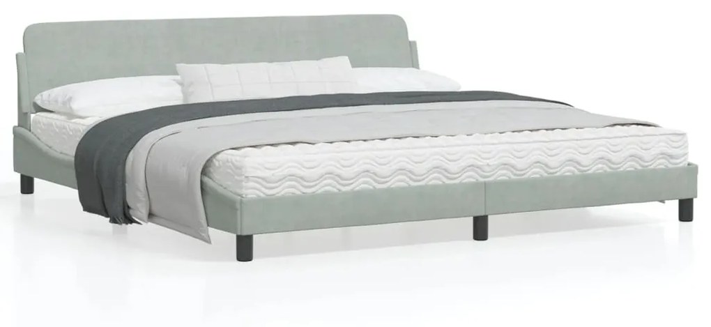 vidaXL Estrutura de cama sem colchão 200x200 cm veludo cinzento-claro