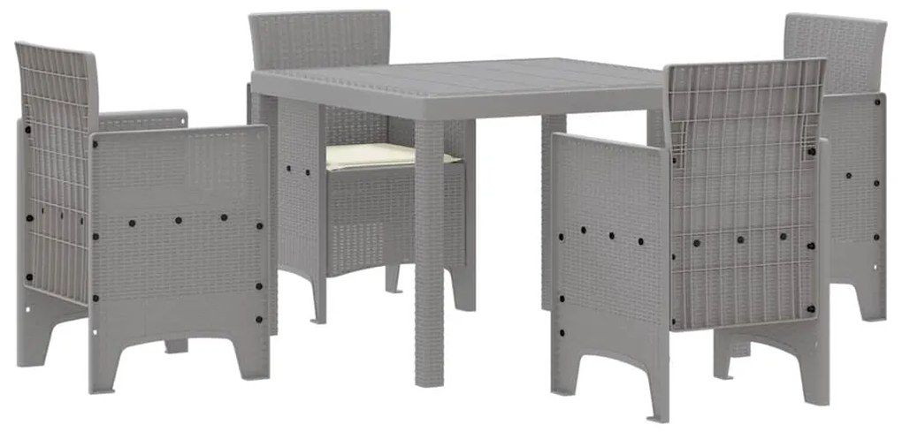 Conjunto de Jantar de Jardim 5 pcs Cinzento-claro Polipropileno