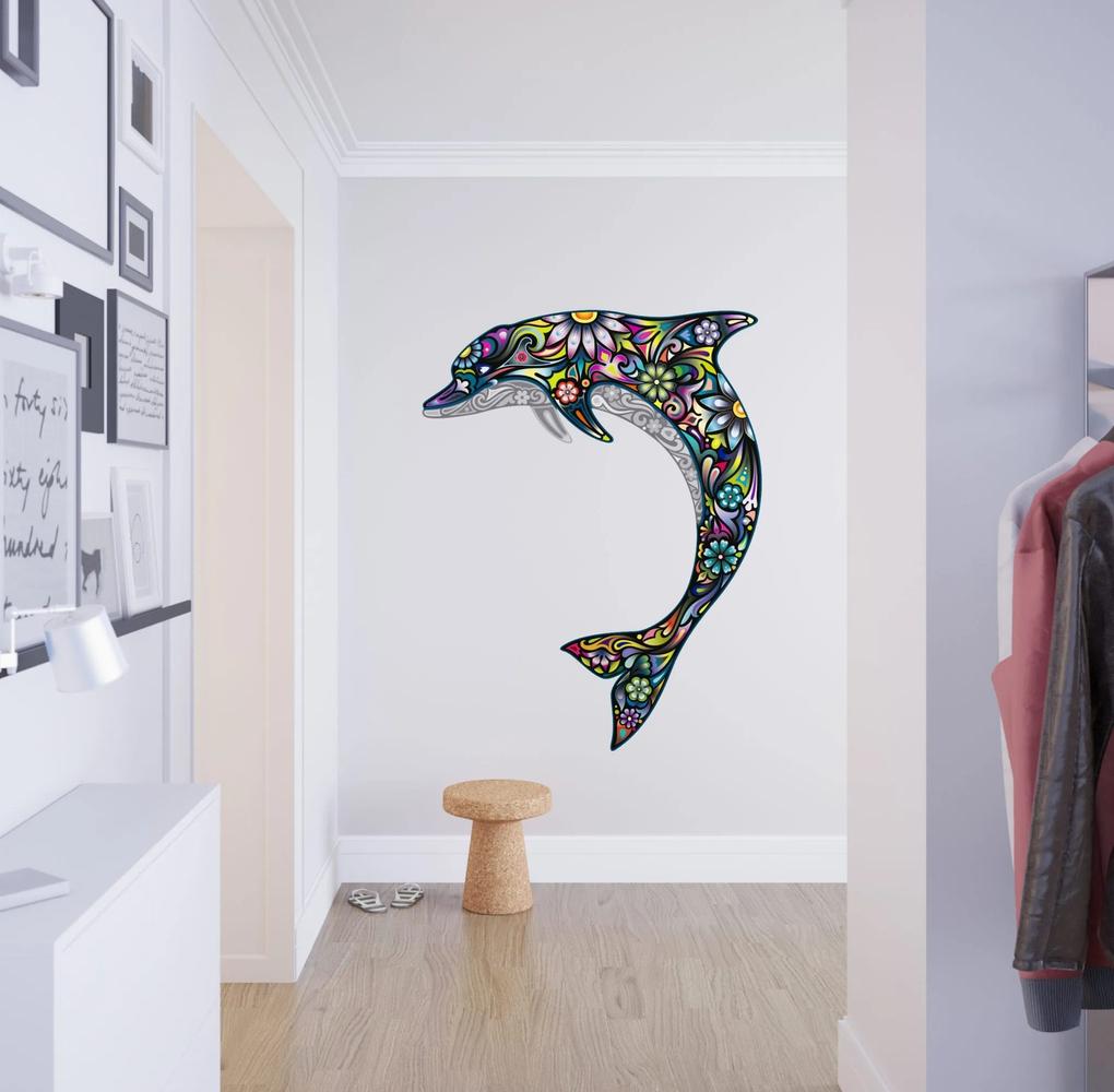 Golfinho Colorido vinil autocolante (Tamanho: 116 x 150 cm)