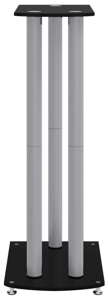 Suportes colunas 2 pcs vidro temperado 3 pilares preto/prateado