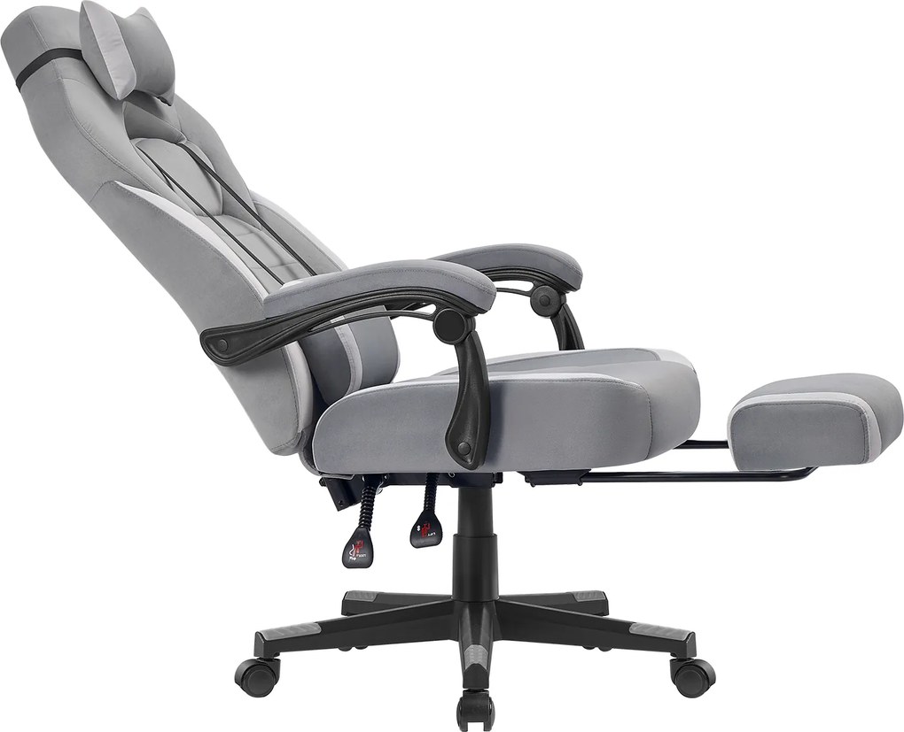 Cadeira de escritório com altura ajustável 72,4 x 69,7 x 118 - 128 cm, apoio para os pés rebatível cinzenta