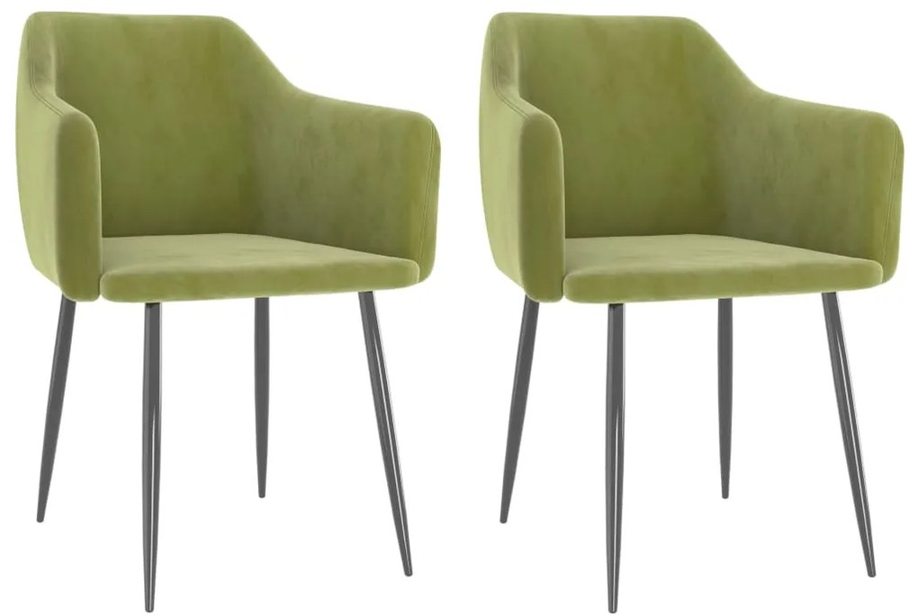 vidaXL Cadeiras de jantar 2 pcs veludo verde-claro