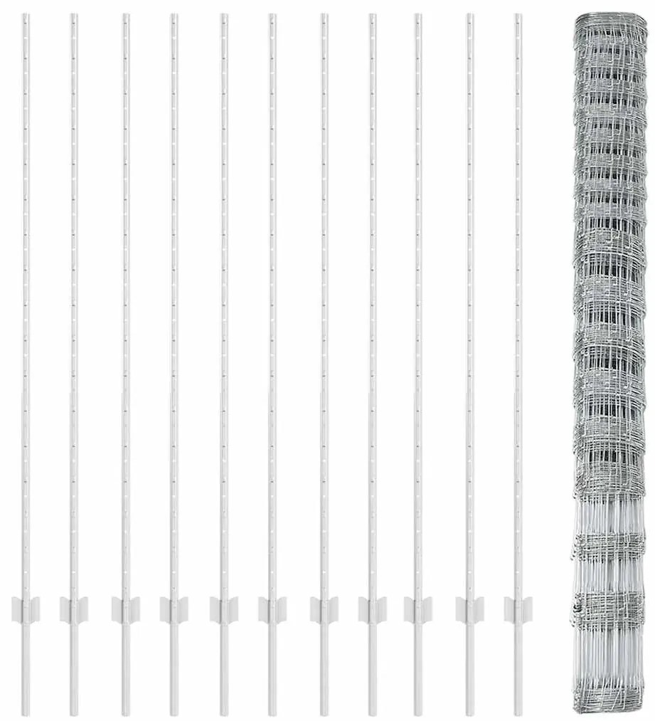 Postes de Cerca vidaXL 22 pcs U-Channel 150 cm Aço Galvanizado