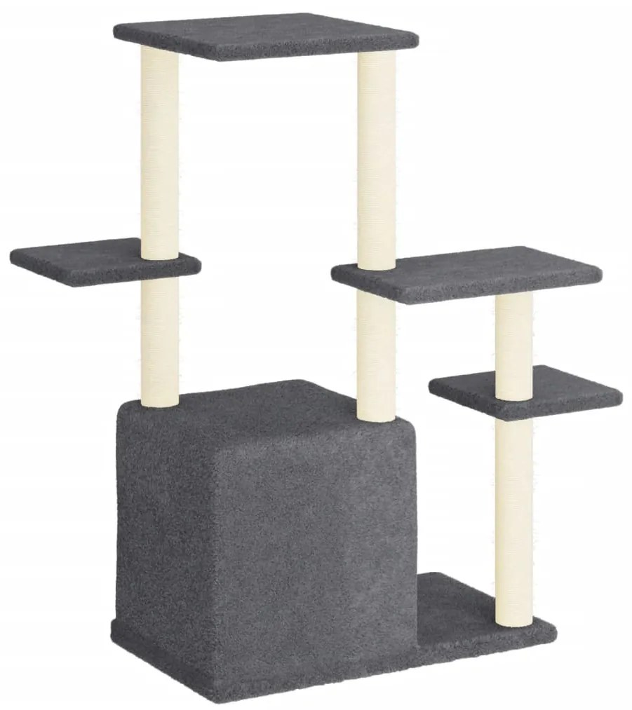 Árvore gatos c/ postes arranhadores sisal 97,5 cm cinza-escuro