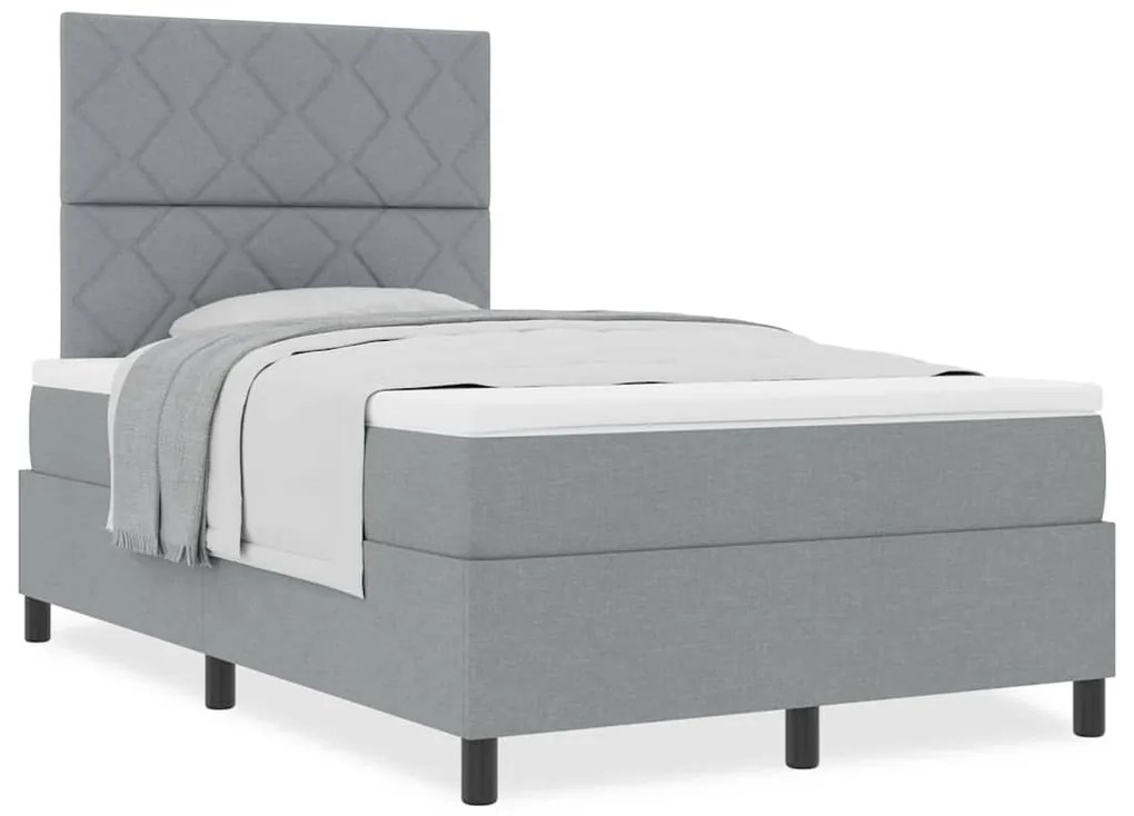 Cama Box Spring com Colchão Cinza Claro 120x200 cm Tecido
