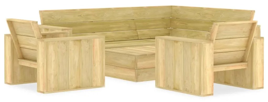 vidaXL 4 pcs conjunto lounge de jardim madeira de pinho impregnada