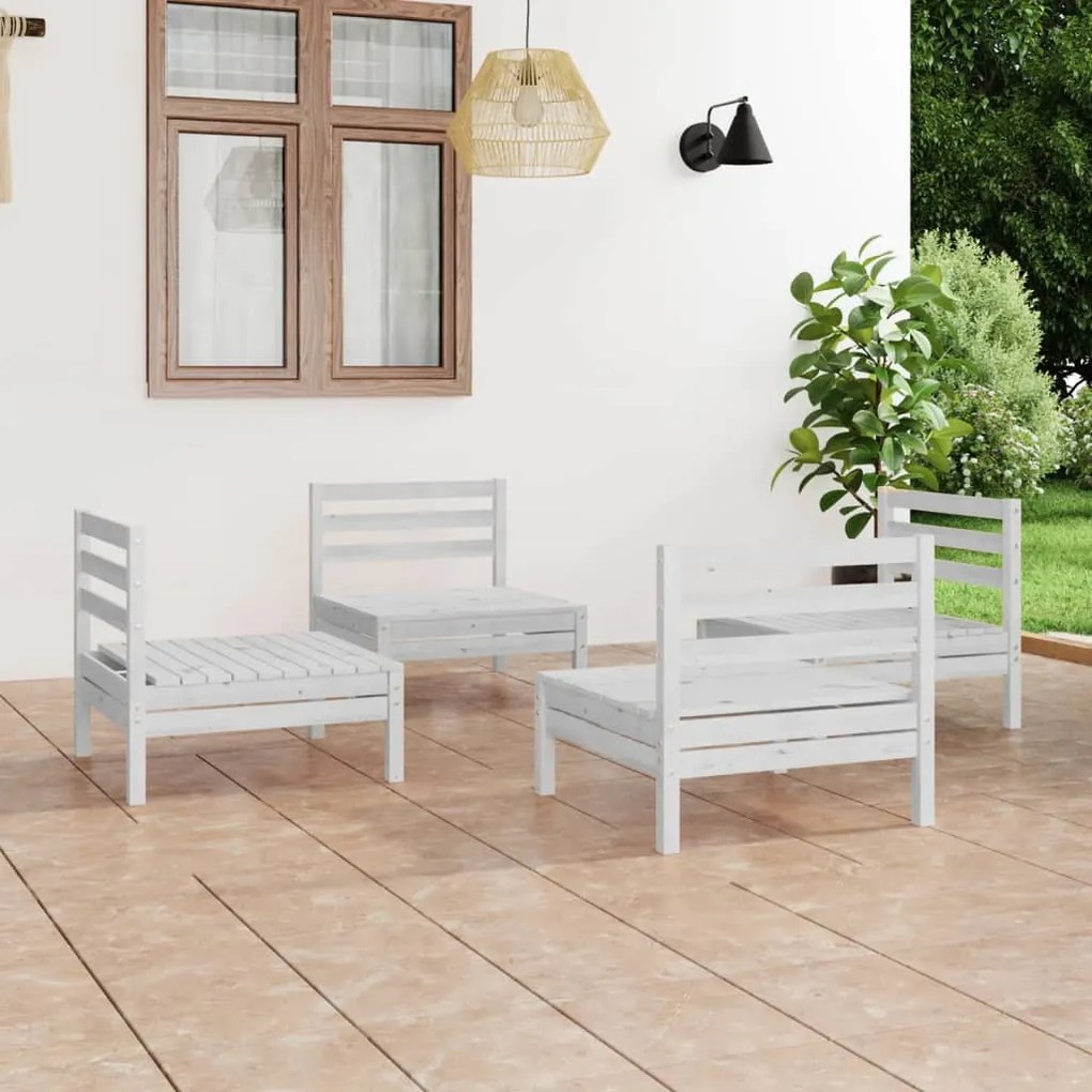 vidaXL 4 pcs conjunto lounge de jardim pinho maciço branco