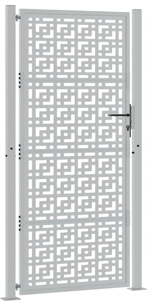 Portão de jardim 105x205 cm design cruzado de aço resistente