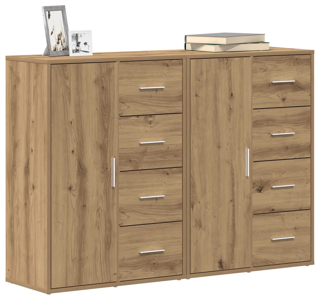 Buffets 2 pcs Carvalho Artesanal 60x31x84 cm Madeira de Engenharia
