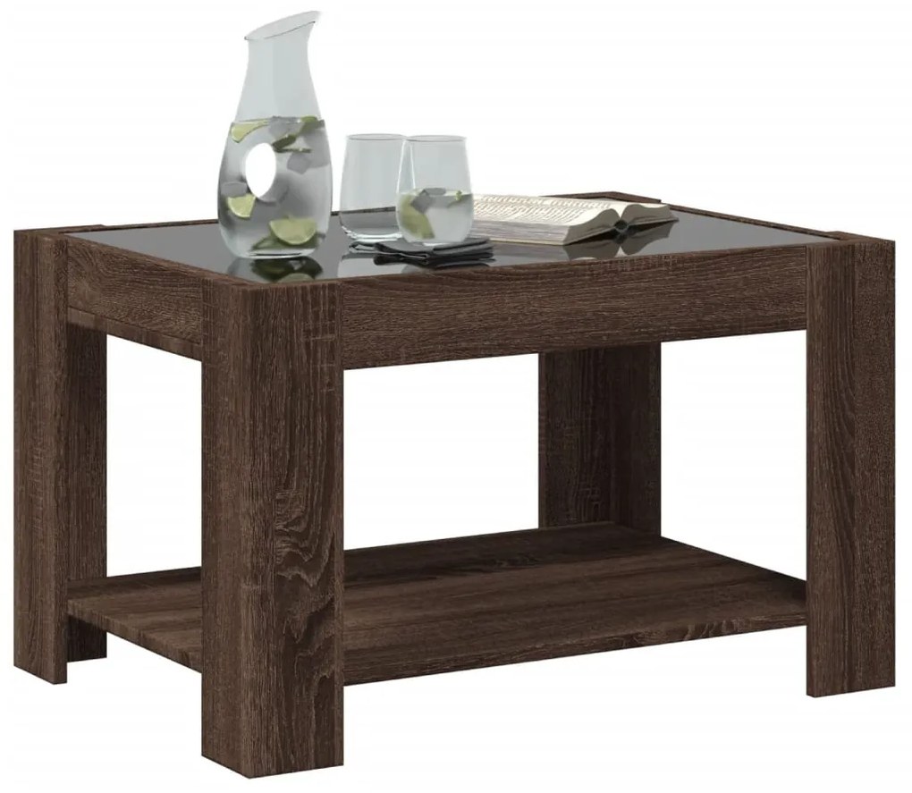 Mesa de centro c/ LEDs 73x53x45 cm derivados de madeira