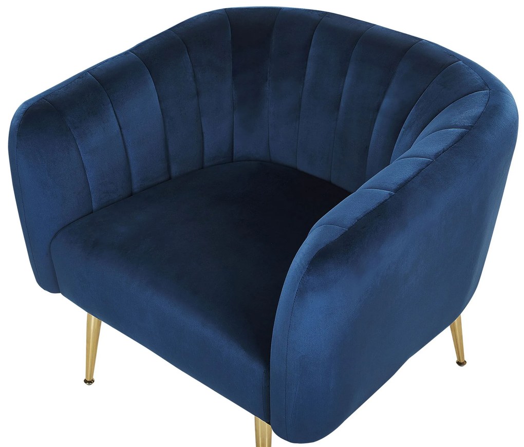 Poltrona em veludo azul escuro LACONIA Beliani