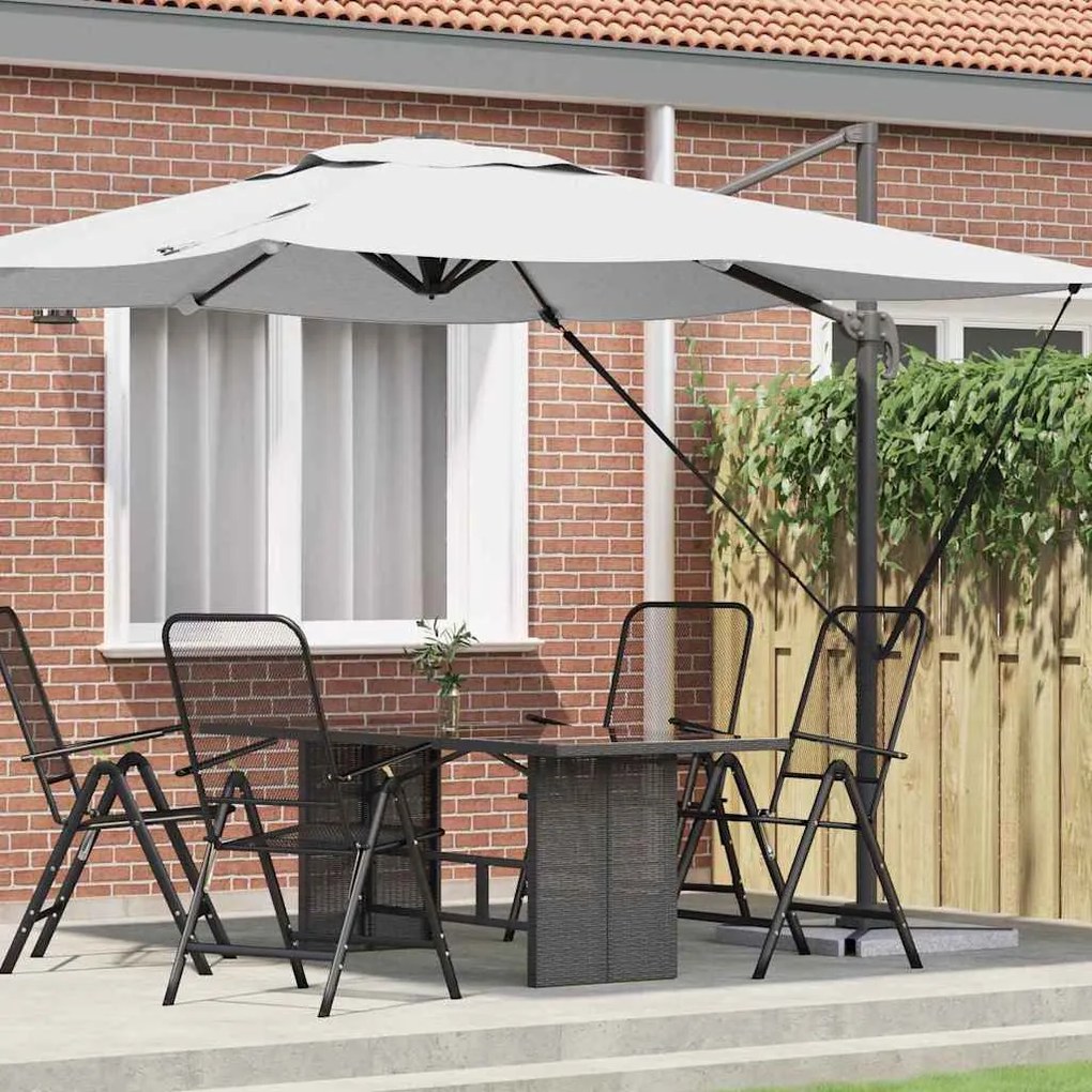 vidaXL Guarda-sol cantilever Roma areia 286x285x265 cm Alumínio